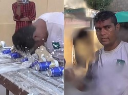 Gokil! Pria Ini Raih Rekor Dunia Pecahkan 39 Kaleng Minuman Pakai Kepala