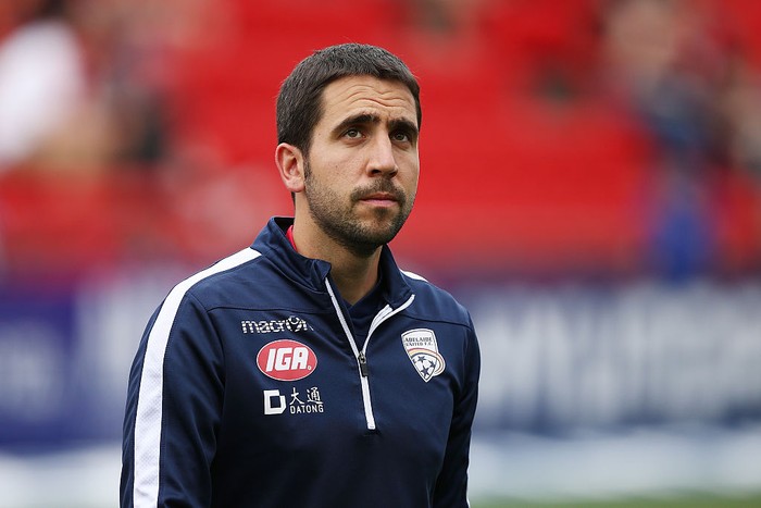 ADELAIDE, AUSTRALIA - DECEMBER 04:  Pau Marti, stand in coach for Adelaide United, looks on during the round nine A-League match between Adelaide United and the Wellington Phoenix at Coopers Stadium on December 4, 2016 in Adelaide, Australia.  (Photo by Morne de Klerk/Getty Images)