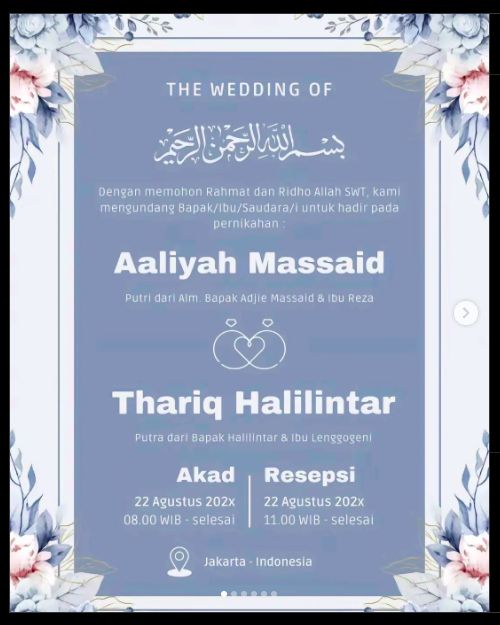 Undangan pernikahan diduga Thariq Halilintar dan Aaliyah Massaid