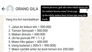 Viral Cowok Minta Mantan Bayar Pengeluaran Selama Pacaran, Parkir Ditagih