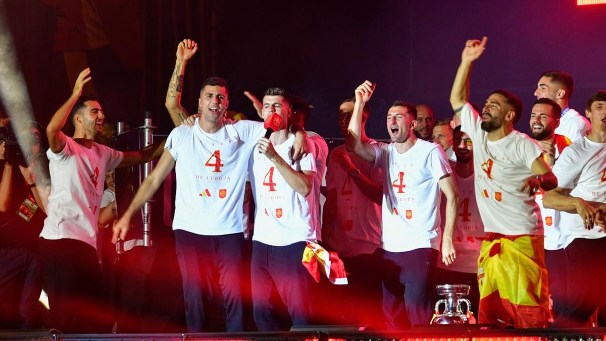 Timnas Spanyol merayakan pesta juara di Madrid. (Foto: Europa Press via Getty Images/Europa Press Entertainment)