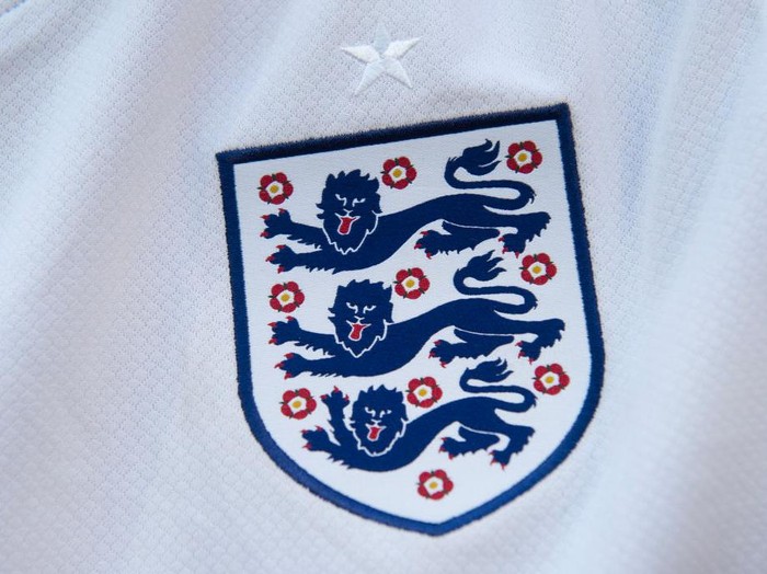DORTMUND, GERMANY - JUNE 29: The official England national team badge on a jersey prior to the UEFA EURO 2024 round of 16 match between Germany and Denmark at Football Stadium Dortmund on June 29, 2024 in Dortmund, Germany. (Photo by Joe Prior/Visionhaus via Getty Images)