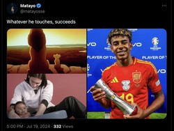 Jauh sebelum bersinar dan jadi juara Euro 2024 bersama Spanyol, Yamal semasa bayi pernah dimandikan Lionel Messi. Foto: dok. Internet/X (Twitter)