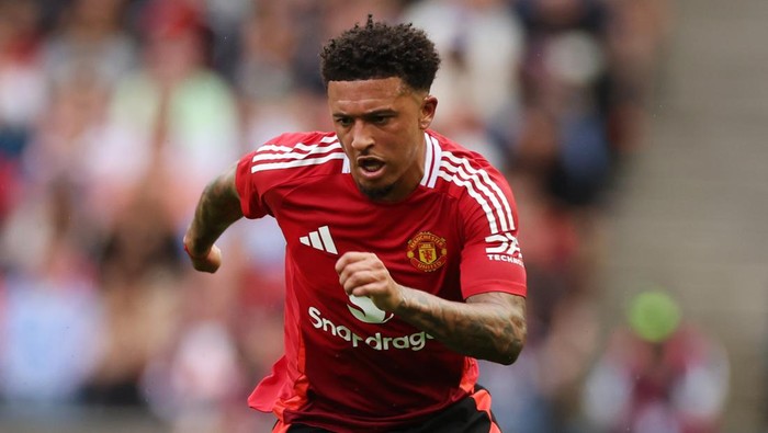 EDINBURGH, SCOTLAND - JULY 20: Jadon Sancho of Manchester United is seen during Manchester United v Rangers - Pre-Season Friendly at BT Murrayfield Stadium on July 20, 2024 in Edinburgh, Scotland. (Photo by Ian MacNicol/Getty Images)