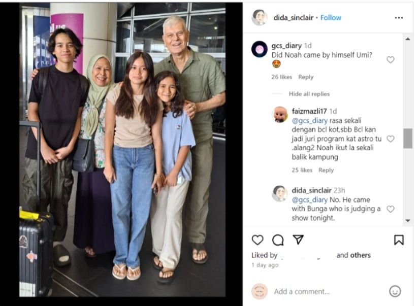 Noah Sinclair mengunjungi kakek dan neneknya di Malaysia