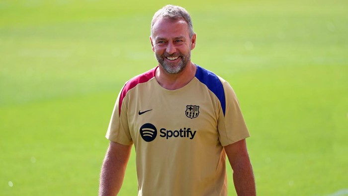 Hansi Flick is participating in the FC Barcelona training session in Barcelona, Spain, on July 19, 2024. (Photo by Joan Valls/Urbanandsport /NurPhoto via Getty Images)