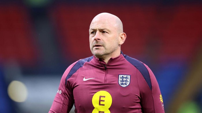 BOLTON, ENGLAND - MARCH 26: Lee Carsley, Manager of England looks on prior to the UEFA U21 Euro 2025 Qualifier match between England and Luxembourg at Toughsheet Community Stadium on March 26, 2024 in Bolton, England.  (Photo by Matt McNulty - The FA/The FA via Getty Images)