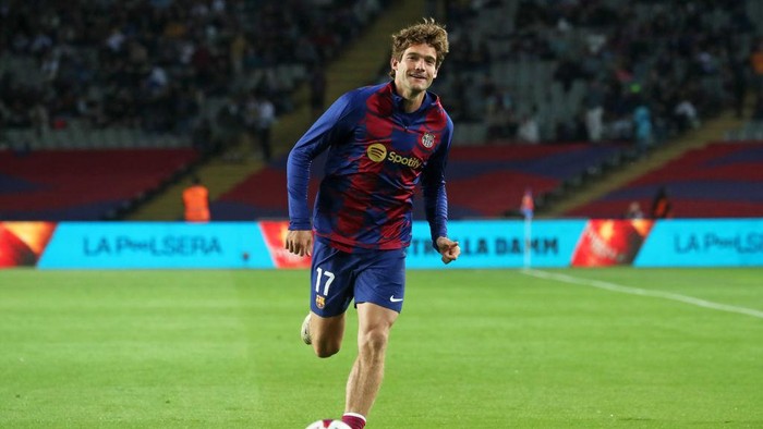 Marcos Alonso is playing in the match between FC Barcelona and Real Sociedad for week 35 of LaLiga EA Sports at the Olympic Stadium Lluis Companys in Barcelona, Spain, on May 13, 2024. (Photo by Joan Valls/Urbanandsport/NurPhoto via Getty Images)