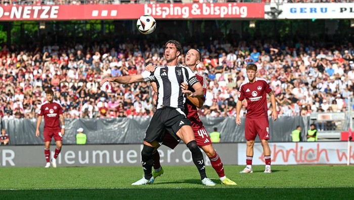 NUREMBERG, GERMANY - JULY 26: Dusan Vlahovic of Juventus during the 1. FC N¸rnberg v Juventus - Pre- season Friendly on July 26, 2024 in Nuremberg, Germany.  (Photo by Daniele Badolato - Juventus FC/Juventus FC via Getty Images)