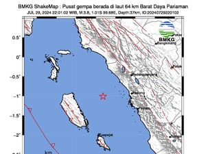 Gempa M 3,8 Terjadi di Pariaman Sumbar Gempa M 3,8 Terjadi di Pariaman Sumbar