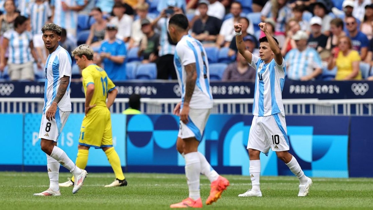 Argentina menang 2-0 atas Ukraina di Olimpiade 2024. (Foto: REUTERS/Nir Elias)