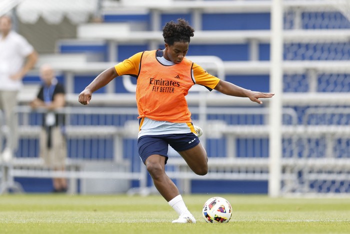 CHICAGO, ILLINOIS - JULY 29: Endrick Felipe, player of Real Madrid, is training with his teammates on July 29, 2024 in Chicago, Illinois. (Photo by Antonio Villalba/Real Madrid via Getty Images)