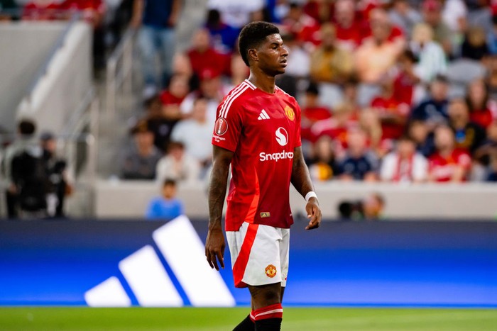 SAN DIEGO, CALIFORNIA - JULY 31: Marcus Rashford of Manchester United in action during a pre-season friendly match between Manchester United v Real Betis at Snapdragon Stadium on July 31, 2024 in San Diego, California. (Photo by Ash Donelon/Manchester United via Getty Images)