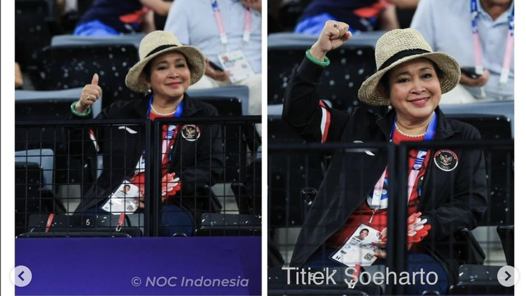 Foto: Gaya Titiek Soeharto Dukung Gregoria Mariska di Olimpiade 2024 Paris Foto: Gaya Titiek Soeharto Dukung Gregoria Mariska di Olimpiade 2024 Paris