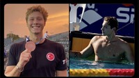 Nah, ini Saka asli yang tampil di perlombaan renang Olimpiade 2024. Namanya Berke Saka, atlet Turki. Kebetulan saja nama belakangnya sama dengan Bukayo Saka. Foto: dok. Internet/X (Twitter)
