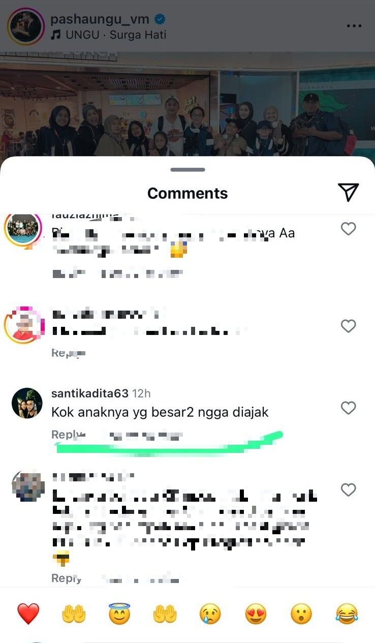 Komentar di Unggahan Pasha UNGU