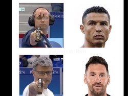 Dan, kemunculan Ronaldo lazim diikuti dengan hadirnya Messi. Seperti halnya di meme ini, yang membandingkan Messi vs Ronaldo dengan gaya Dikec vs lawannya di Olimpiade 2024. Foto: dok. Internet/X (Twitter)
