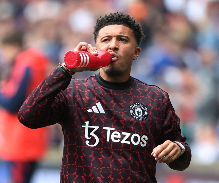 Soccer Football - Pre Season Friendly - Rangers v Manchester United - Murrayfield Stadium, Edinburgh, Scotland, Britain - July 20, 2024 Manchester Uniteds Jadon Sancho during the warm up before the match Action Images via Reuters/Ed Sykes