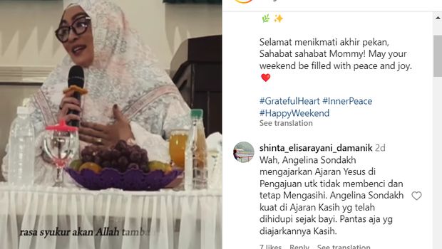 Komentar warganet di unggahan ceramah Angelina Sondakh.
