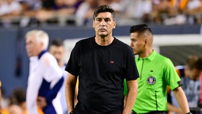 Jul 31, 2024; Chicago, IL, USA; AC Milan head coach Paulo Fonseca looks on against Real Madrid during the second half at Soldier Field. Mandatory Credit: Daniel Bartel-USA TODAY Sports