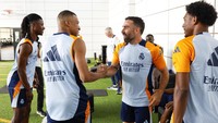 Mbappe untuk pertama kalinya gabung latihan dengan skuad Real Madrid di gym Valdebebas. (Foto: Real Madrid via Getty Images/Victor Carretero)