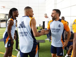 Mbappe untuk pertama kalinya gabung latihan dengan skuad Real Madrid di gym Valdebebas. (Foto: Real Madrid via Getty Images/Victor Carretero)