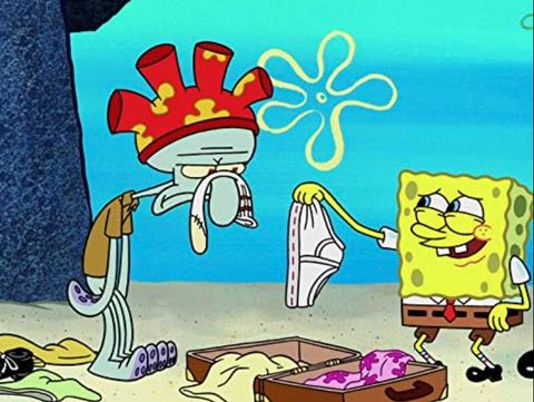 Serial SpongeBob SquarePants Rodger Bumpass dan Tom Kenny sebagai Squidward dan SpongeBob dalam episode Man Ray Returns/Larry the Floor Manager SpongeBob SquarePants (1999). (Nickelodeon Animation Studio via IMDb)