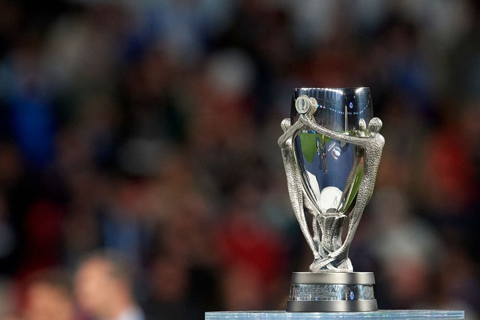 Finalissima trophy during the Finalissima 2022 match between Argentina and Italy at Wembley Stadium on June 1, 2022 in London, England. (Photo by Jose Breton/Pics Action/NurPhoto via Getty Images)