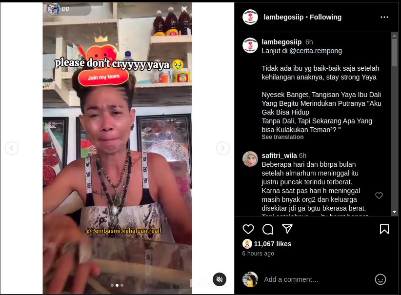 Momen Ibu Dali Wassink Menangis