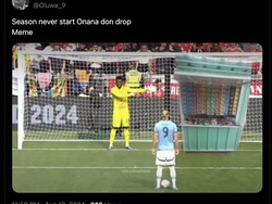 Onana diledek dengan meme buka warung yang ditunjuk saat menghadapi Haaland. Foto: dok. Internet/X (Twitter)