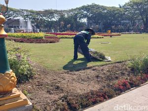 Tanaman Taman Alun-Alun Tugu Malang Rusak Usai Perayaan HUT ke-37 Arema Tanaman Taman Alun-Alun Tugu Malang Rusak Usai Perayaan HUT ke-37 Arema
