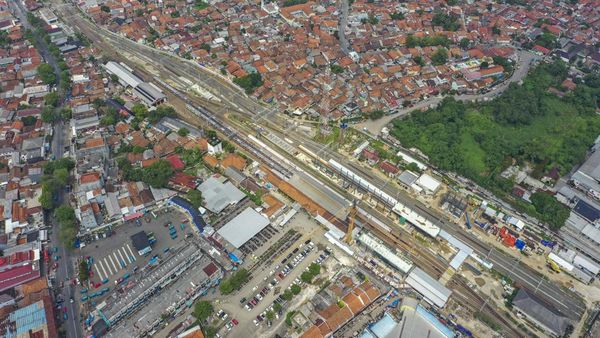 Foto Udara Perluasan Stasiun Rangkasbitung