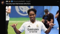Fans Manchester City ada yang tahu nama legenda mereka satu ini? Kayaknya cuma Endrick yang tahu, deh! (Foto: Twitter)