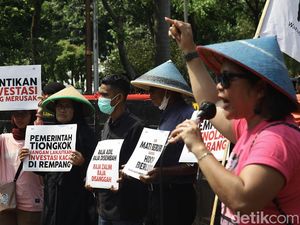 Aksi Demo Warga Rempang di Kemenko Perekonomian, Tolak PSN Eco City