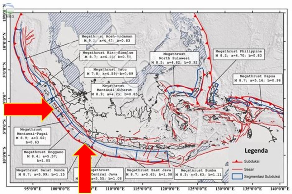 Peta Megathrust Ancam RI. Peta Megathrust Ancam RI. (Dok. BMKG)