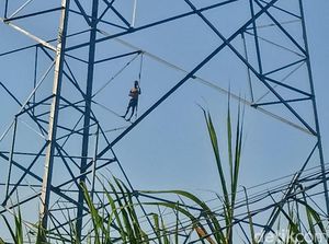 Heboh Pemuda Kediri Panjat Tower Listrik