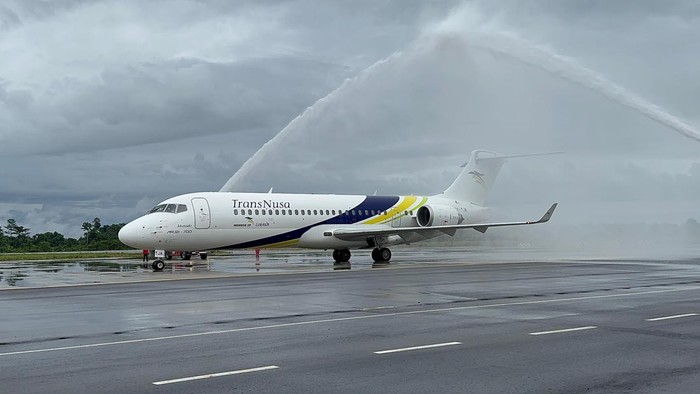 Pesawat TransNusa mendarat perdana di Nabire, Papua Tengah. Pesawat TransNusa mendarat perdana di Nabire, Papua Tengah.