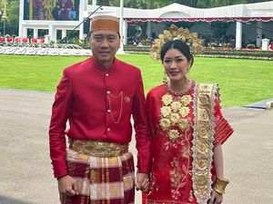 Serasinya Pasangan Ibas-Aliya Berkostum Bugis di Istana Merdeka Serasinya Pasangan Ibas-Aliya Berkostum Bugis di Istana Merdeka