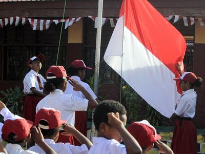 Siswa SD di Papua Menggelar Upacara HUT ke-79 RI