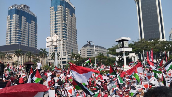 Aksi bela Palestina di Jakpus (Fawdi/detikcom) Aksi bela Palestina di Jakpus (Fawdi/detikcom)