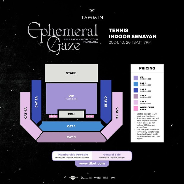 Potret seaplan dan pricelist konser Taemin 'Ephemeral Gaze' di Jakarta./ Foto: instagram.com/ime_indonesia Potret seaplan dan pricelist konser Taemin 'Ephemeral Gaze'
