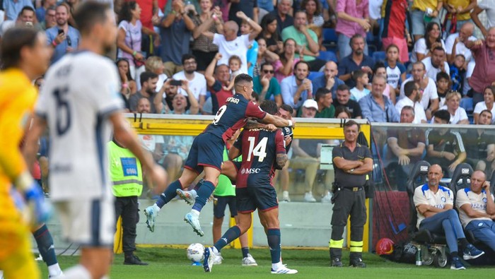 #14 Alessandro Vogliacco of Genoa is celebrating scoring his teams first goal to make the score 1-0 during the 1st day of Serie A Enilive 2024/2025 - CFC Genoa vs. FC Inter - at Stadio Luigi Ferrari in Genova, Italy, on August 19, 2024. (Photo by Andrea Amato/NurPhoto via Getty Images)