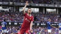 6 gol Diogo Jota berasal dari assist Salah. Foto: AP/Alastair Grant