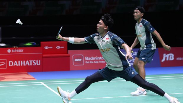 Fajar Alfian/Muhammad Rian Ardianto tampil di Japan Open 2024. (Arsip PBSI)