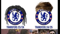 Meme ledekan cara Chelsea cari pemain dari gaya rambut: sudah tidak lagi cari yang kriwil-kriwil. Foto: dok. Internet/X (Twitter)