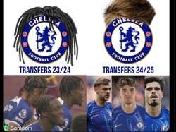 Meme ledekan cara Chelsea cari pemain dari gaya rambut: sudah tidak lagi cari yang kriwil-kriwil. Foto: dok. Internet/X (Twitter)