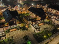 Keren! Potret Kelap Kelip Rumah Menteri di IKN dari Atas saat Malam