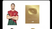 Satu lagi meme yang menyenggol Messi: Ronaldo tidak mau kalah dengan trofi Piala Dunia Messi karena punya Golden Play Button YouTube! Foto: dok. Internet/X (Twitter)