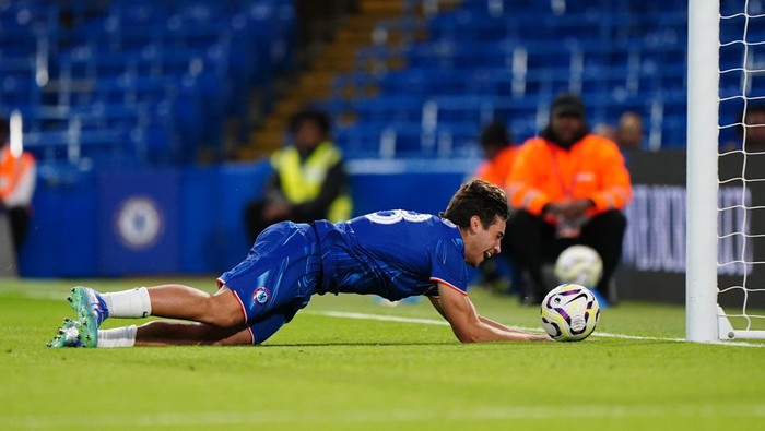 Chelseas Marc Guiu tries to beat Servette goalkeeper Jeremy Frick during the UEFA Europa Conference League play-off round, first leg match at Stamford Bridge, London. Picture date: Thursday August 22, 2024. (Photo by Zac Goodwin/PA Images via Getty Images)