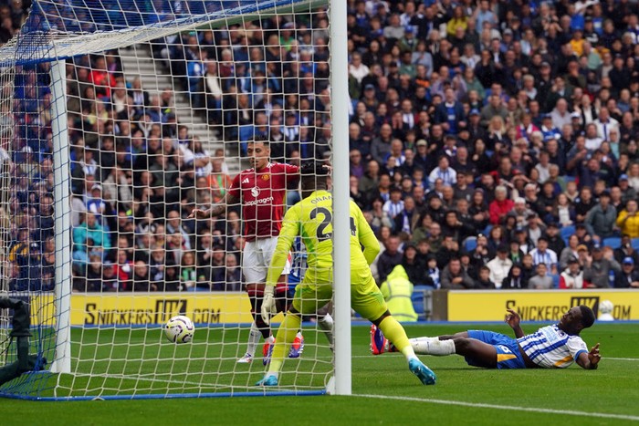 Brighton & Hove Albion's Danny Welbeck (right) scores their side's first goal of the game during the Premier League match at the American Express Stadium, Brighton. Picture date: Saturday August 24, 2024. (Photo by Gareth Fuller/PA Images via Getty Images)